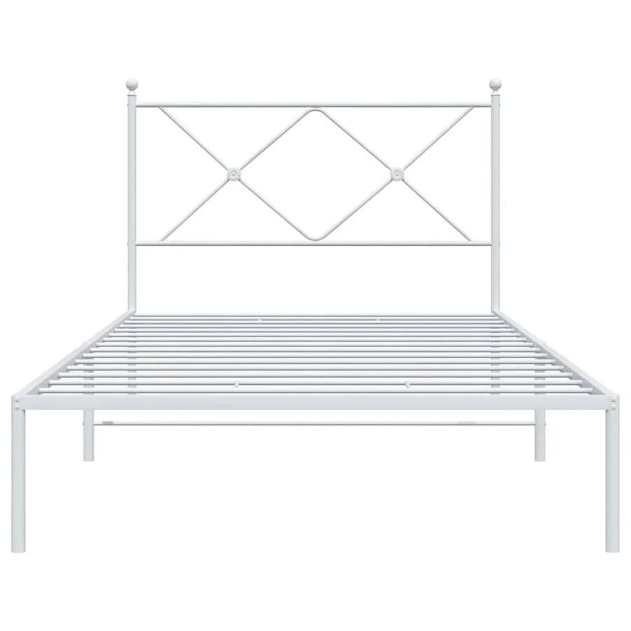 Cadre de lit métal sans matelas et tête de lit blanc 107x203 cm - 4