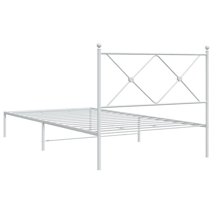 Cadre de lit métal sans matelas et tête de lit blanc 107x203 cm - 6