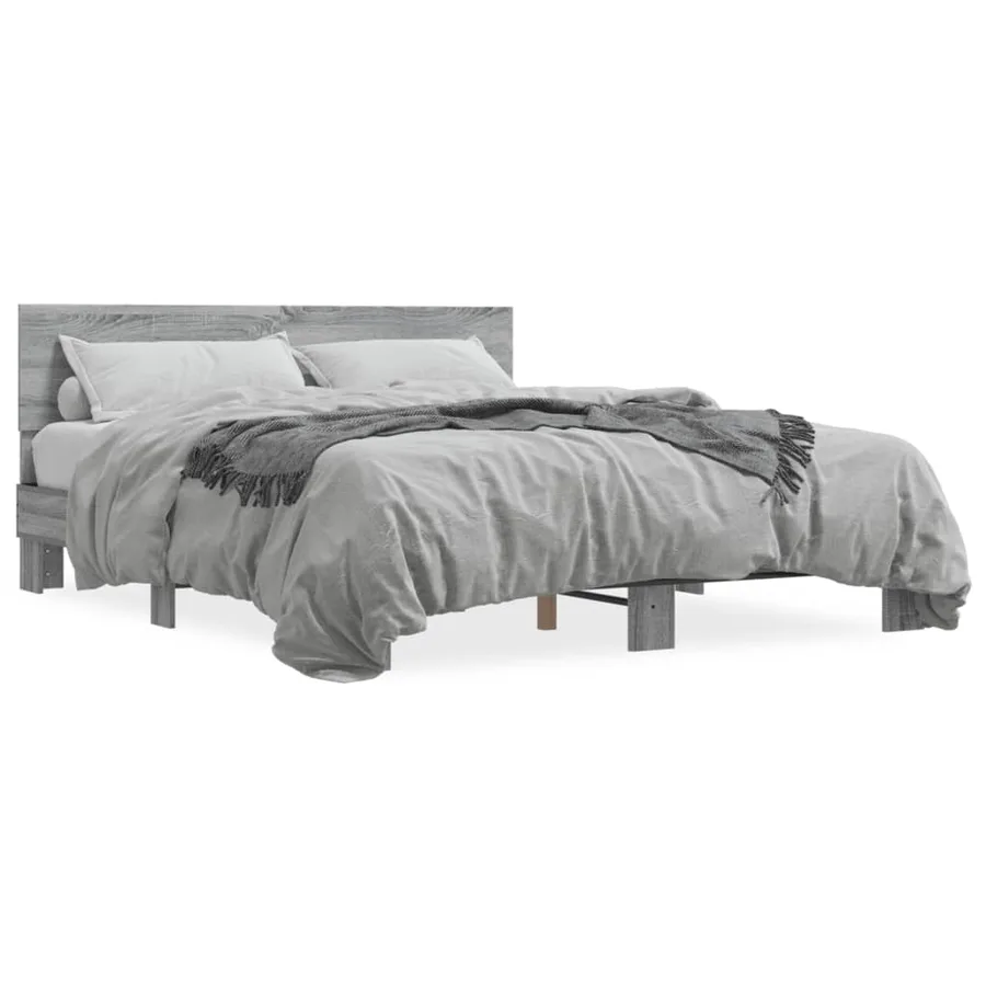 Cadre de lit sans matelas sonoma gris 150x200 cm - 2