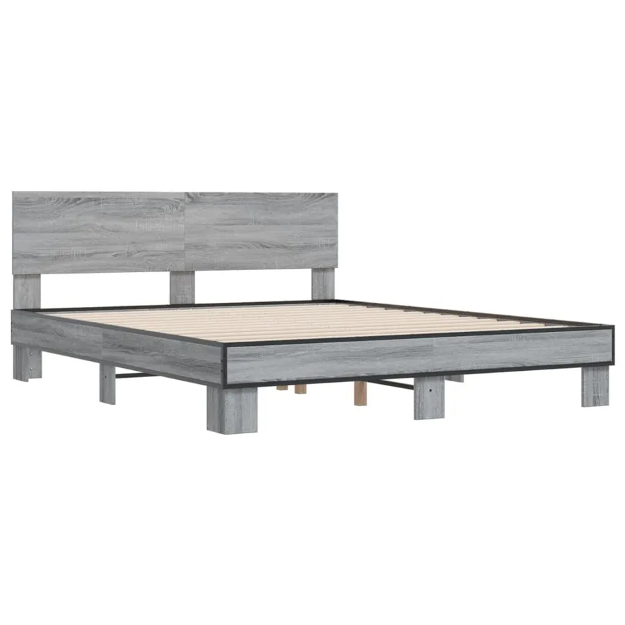 Cadre de lit sans matelas sonoma gris 150x200 cm - 3