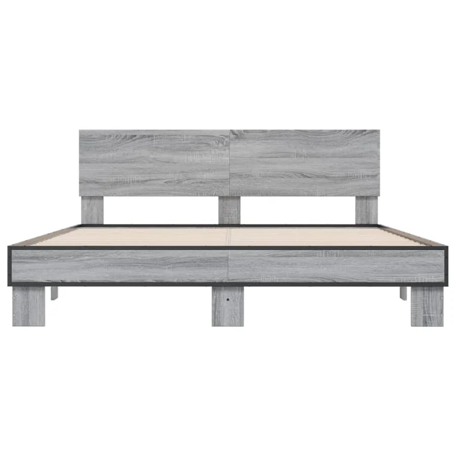 Cadre de lit sans matelas sonoma gris 150x200 cm - 4