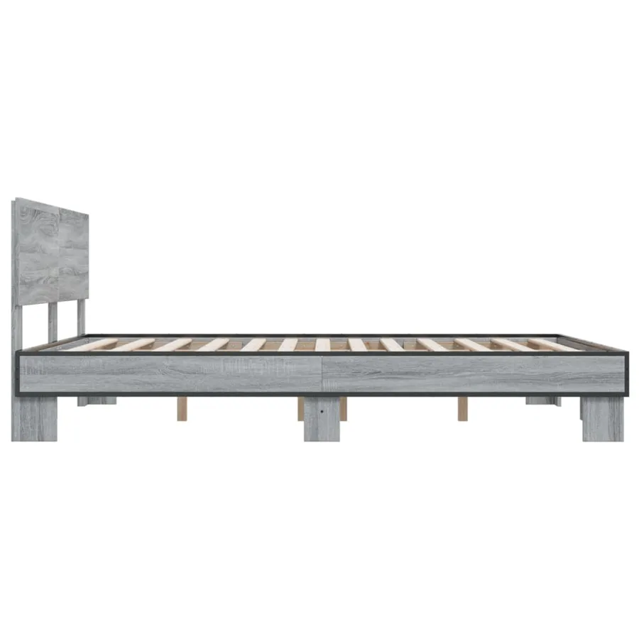 Cadre de lit sans matelas sonoma gris 150x200 cm - 5