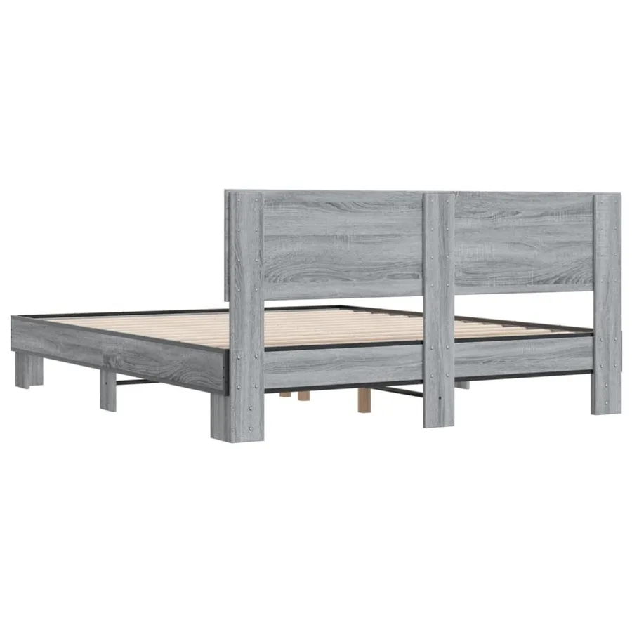 Cadre de lit sans matelas sonoma gris 150x200 cm - 6