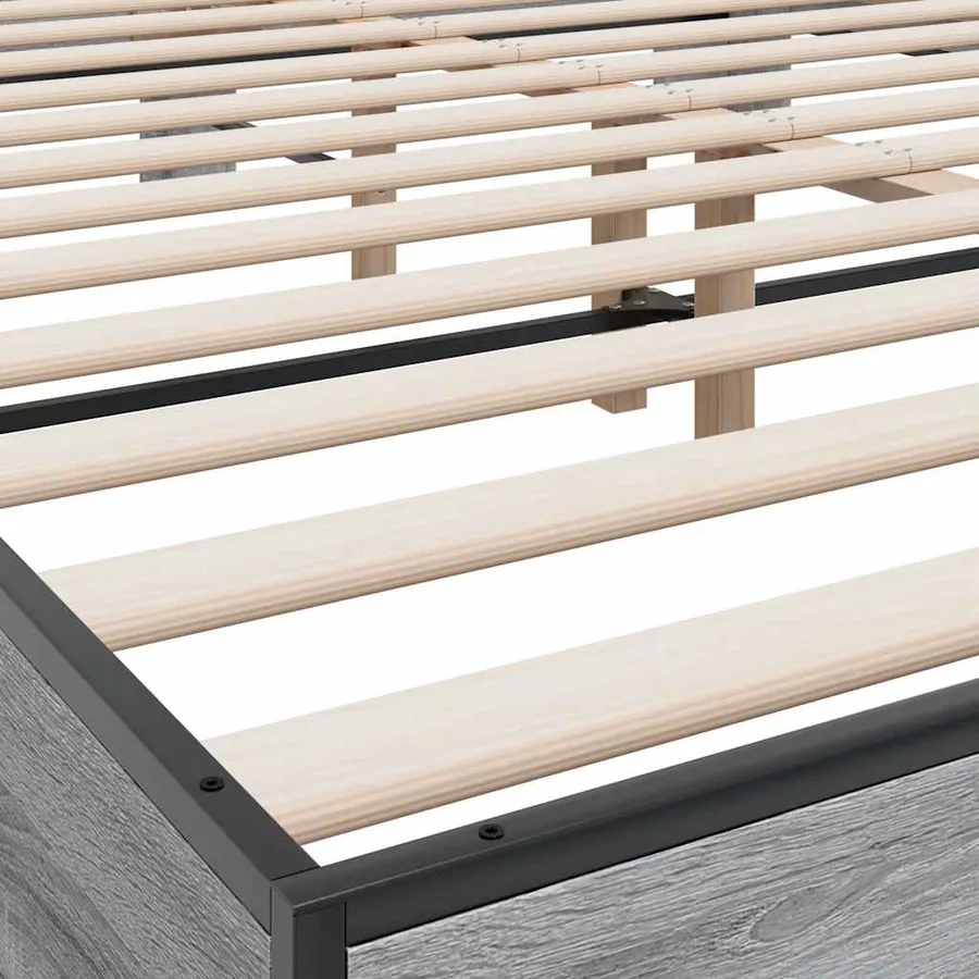 Cadre de lit sans matelas sonoma gris 150x200 cm - 7