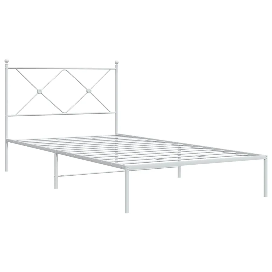 Cadre de lit métal sans matelas et tête de lit blanc 100x190 cm - 3