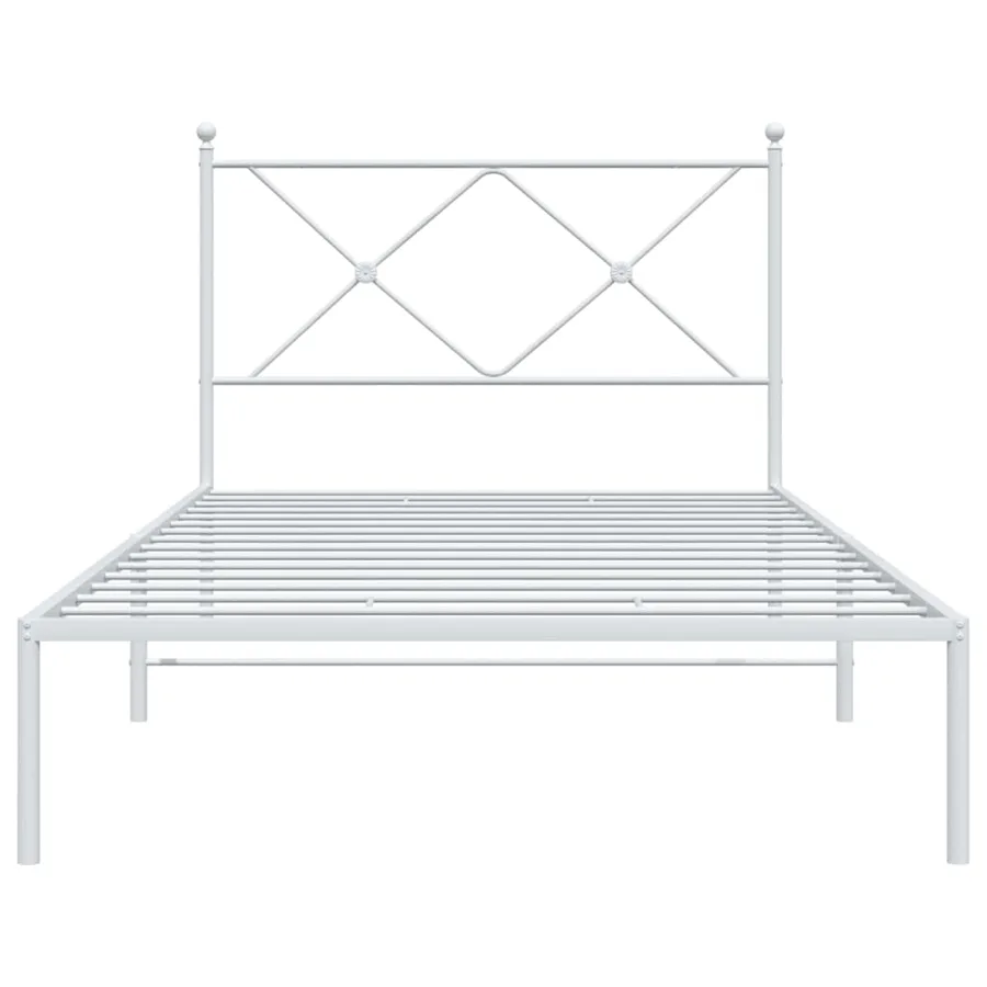 Cadre de lit métal sans matelas et tête de lit blanc 100x190 cm - 4