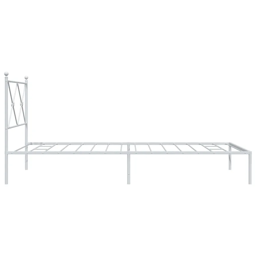 Cadre de lit métal sans matelas et tête de lit blanc 100x190 cm - 5