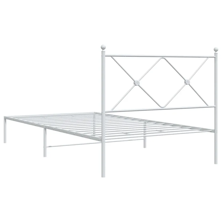 Cadre de lit métal sans matelas et tête de lit blanc 100x190 cm - 6