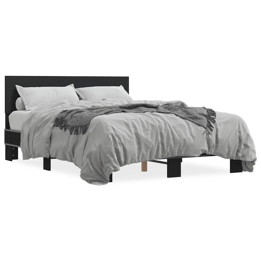 Cadre de lit sans matelas noir 120x190 cm - 2