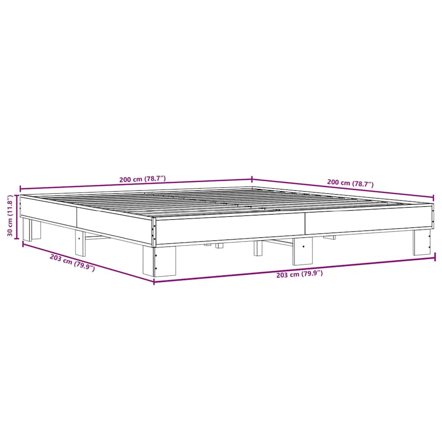 Cadre de lit sans matelas chêne marron 200x200 cm - 9