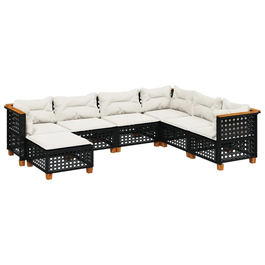 Salon de jardin 7 pcs avec coussins noir résine tressée 63,5 x 63,5 x 62 cm - 62,6 kg - 2