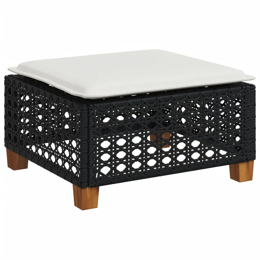 Salon de jardin 6 pcs avec coussins noir résine tressée - 5