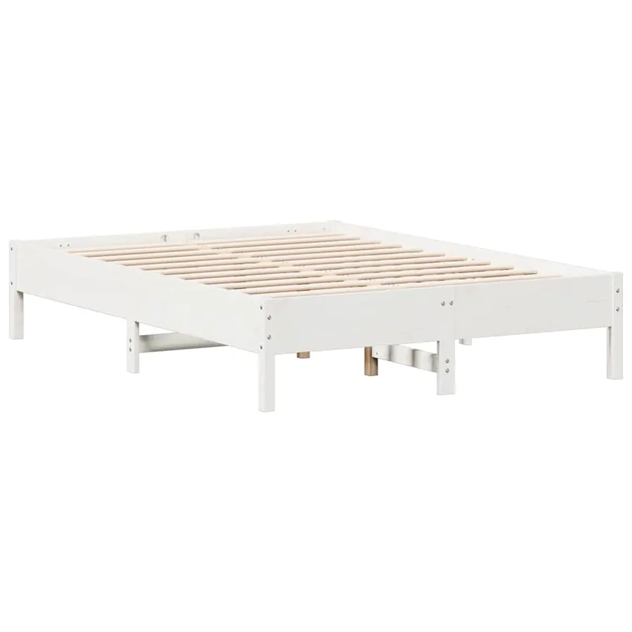 Cadre de lit sans matelas blanc 135x190 cm bois de pin massif - 2