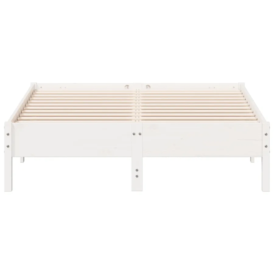 Cadre de lit sans matelas blanc 135x190 cm bois de pin massif - 4