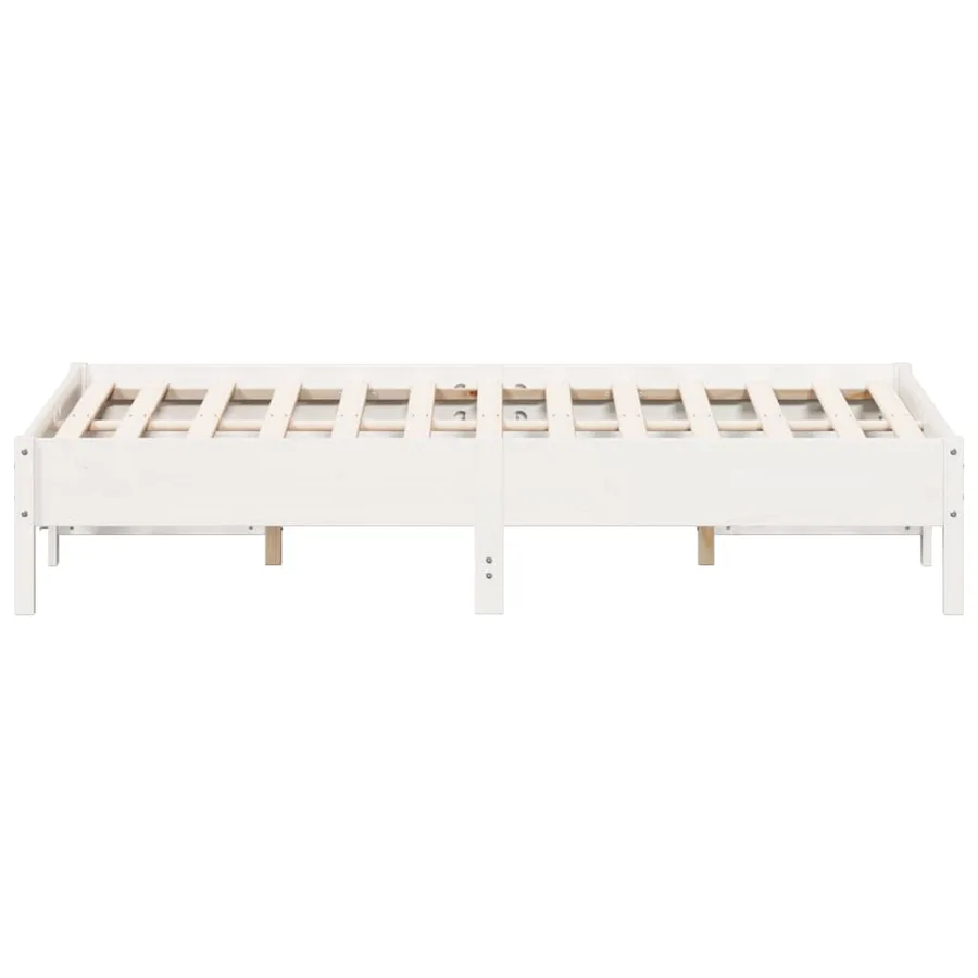 Cadre de lit sans matelas blanc 135x190 cm bois de pin massif - 5