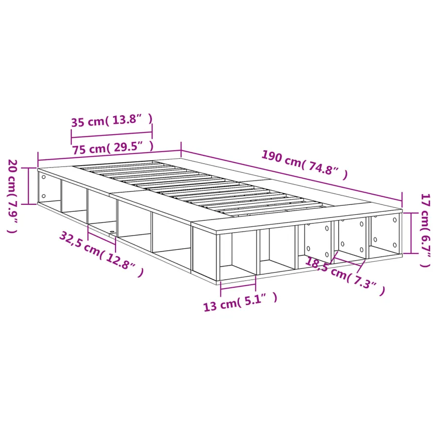 Cadre de lit sans matelas blanc 75x190 cm - 10