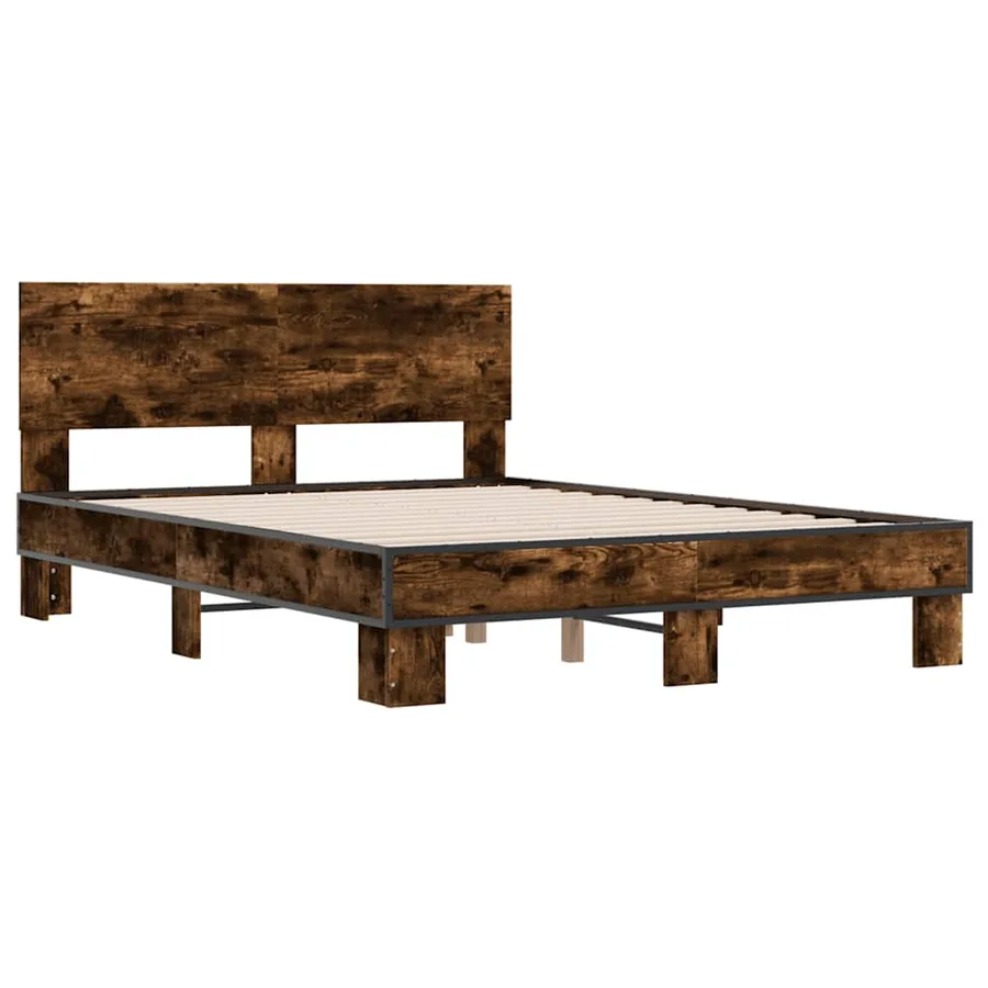 Cadre de lit sans matelas chêne fumé 120x200 cm - 3