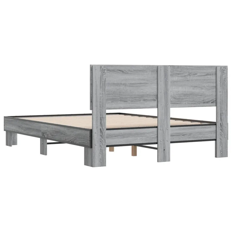 Cadre de lit sans matelas sonoma gris 120x200 cm - 6
