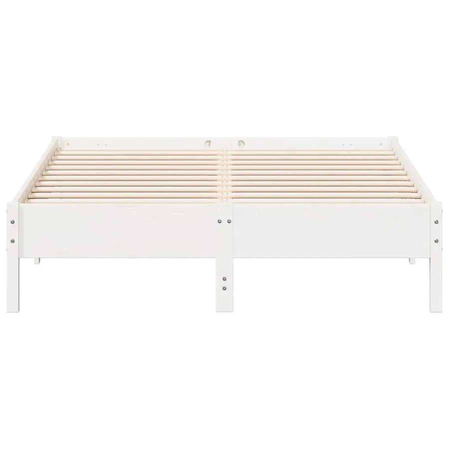 Cadre de lit sans matelas blanc 150x200 cm bois de pin massif - 4