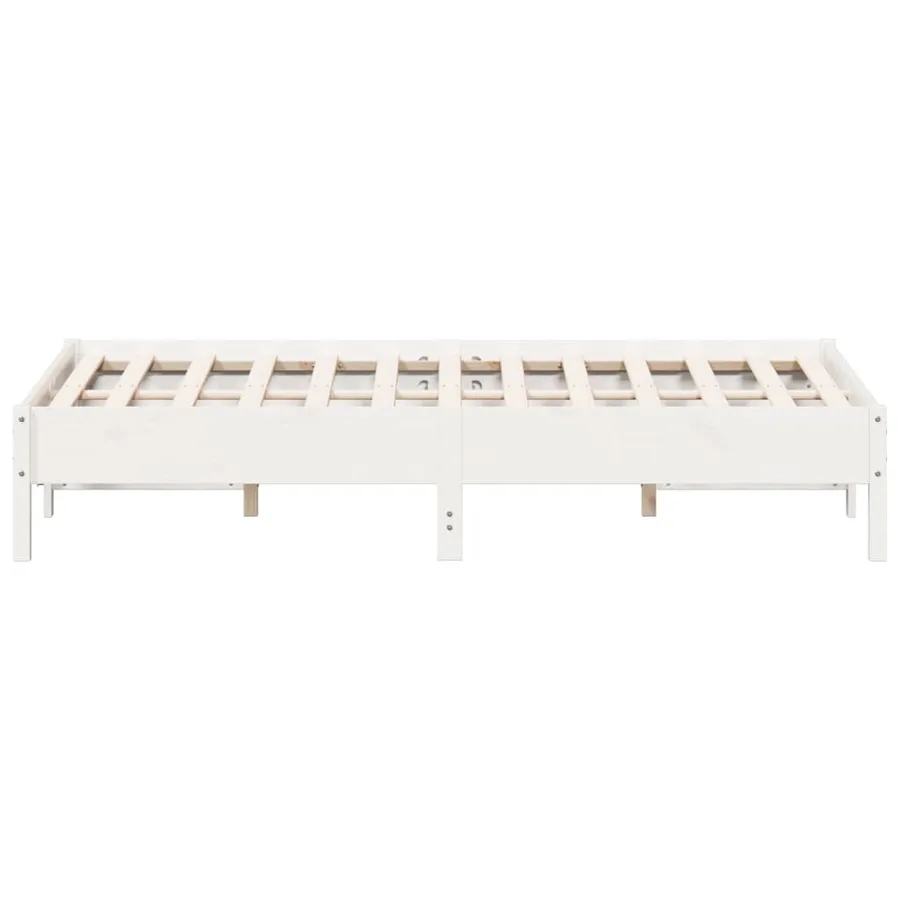 Cadre de lit sans matelas blanc 150x200 cm bois de pin massif - 5