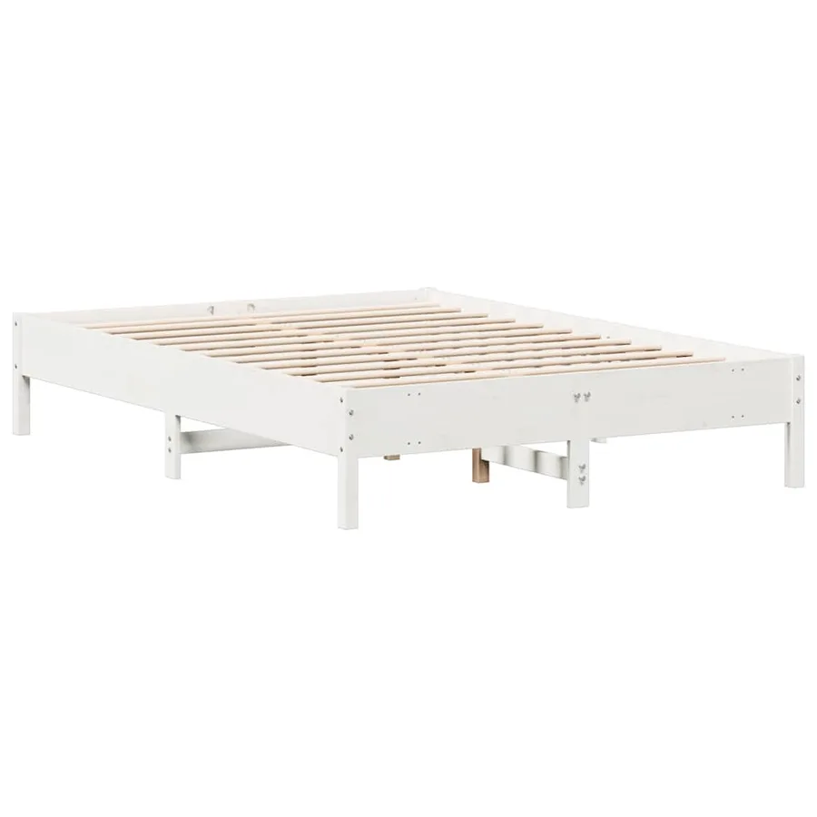 Cadre de lit sans matelas blanc 150x200 cm bois de pin massif - 6