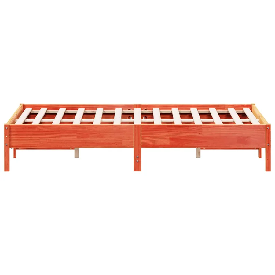 Cadre de lit sans matelas cire marron 150x200cm bois pin massif - 5
