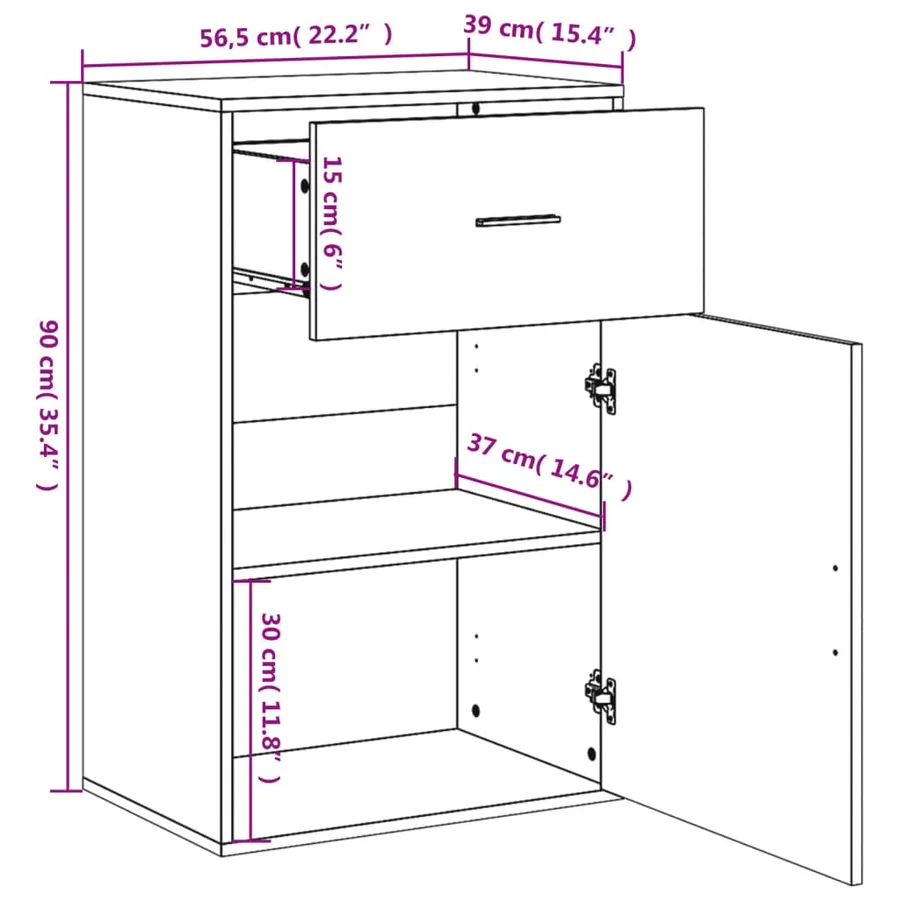 Armoire de rangement chêne marron 56,5x39x90 cm bois ingénierie - 11