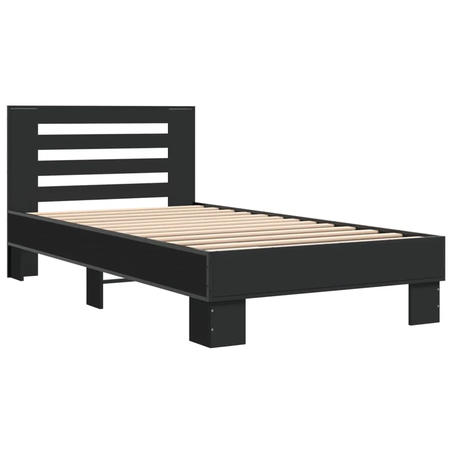 Cadre de lit sans matelas noir 100x200 cm - 3