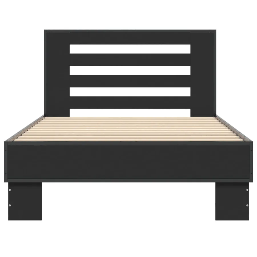 Cadre de lit sans matelas noir 100x200 cm - 4