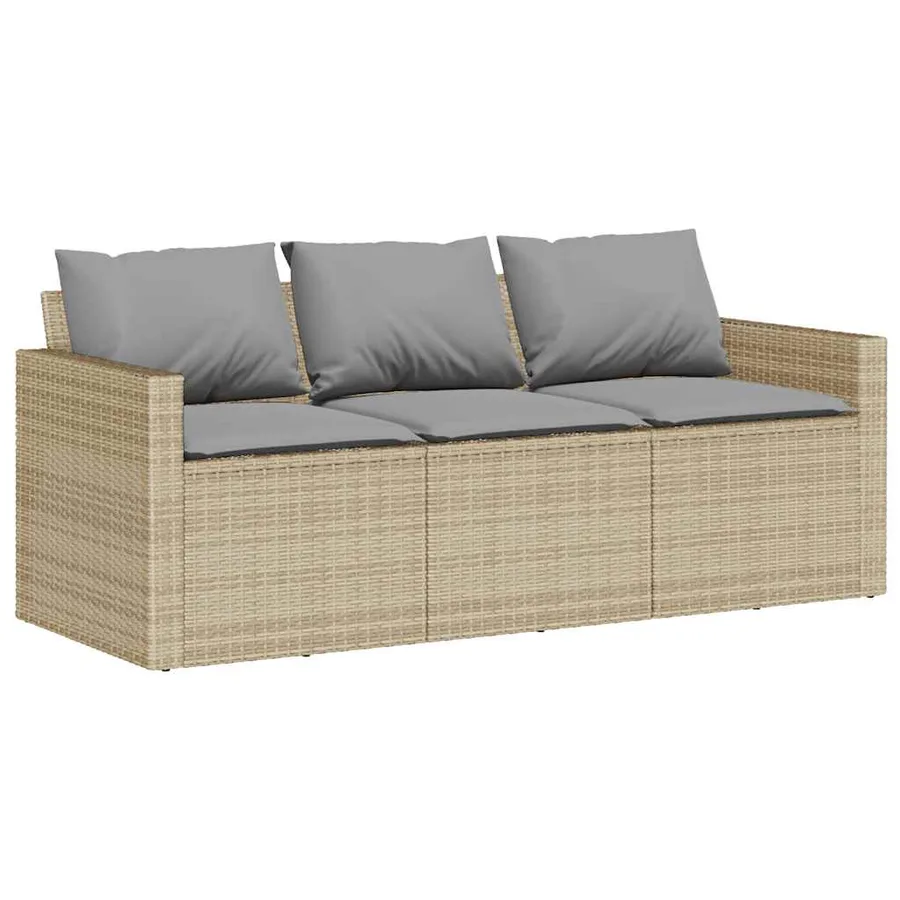 Ensemble à manger de jardin et coussins 2 pcs beige poly rotin - 4