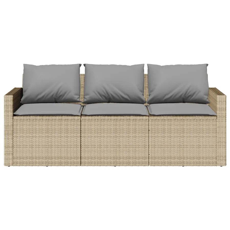 Ensemble à manger de jardin et coussins 2 pcs beige poly rotin - 6