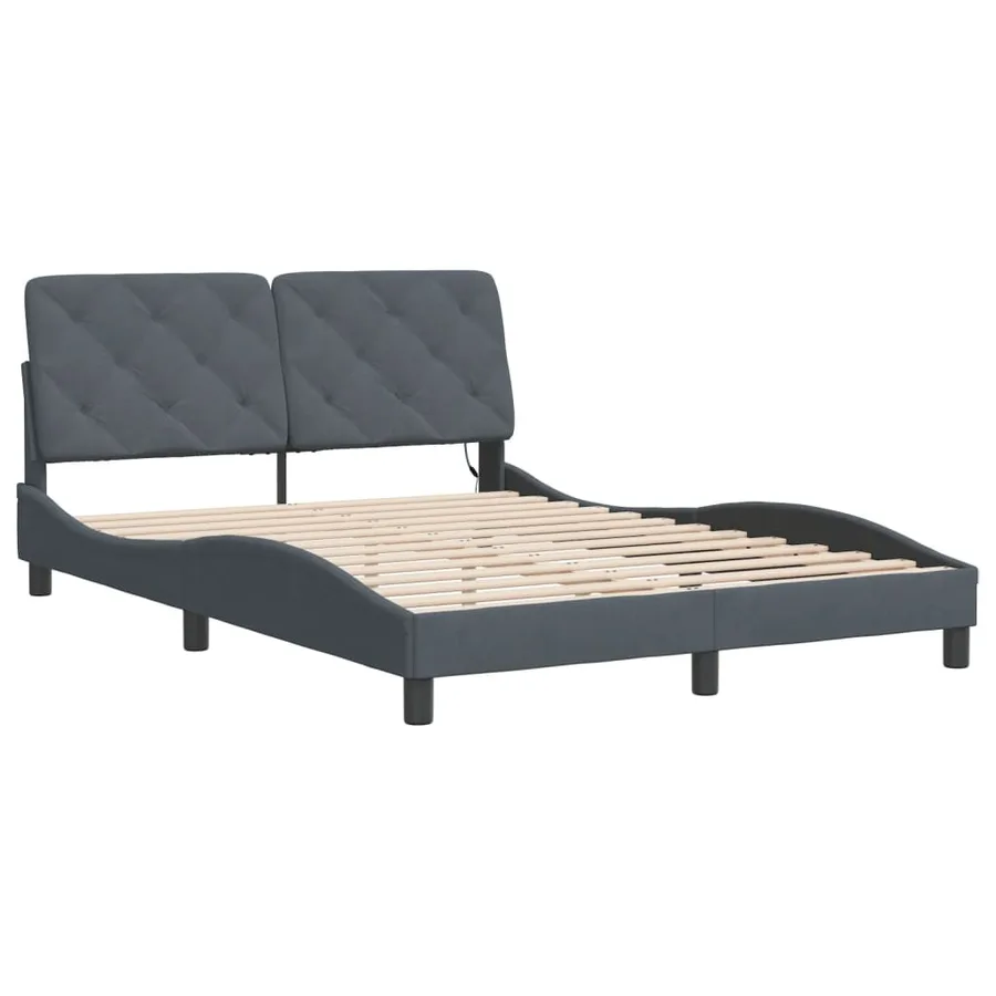 Cadre de lit avec LED sans matelas gris foncé 120x200cm velours - 3