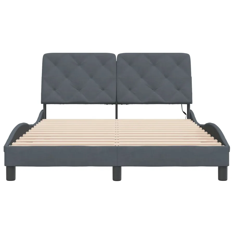 Cadre de lit avec LED sans matelas gris foncé 120x200cm velours - 6