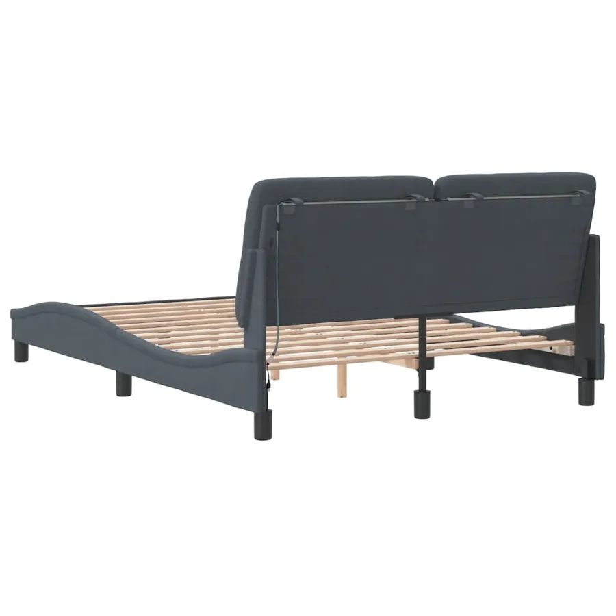 Cadre de lit avec LED sans matelas gris foncé 120x200cm velours - 8