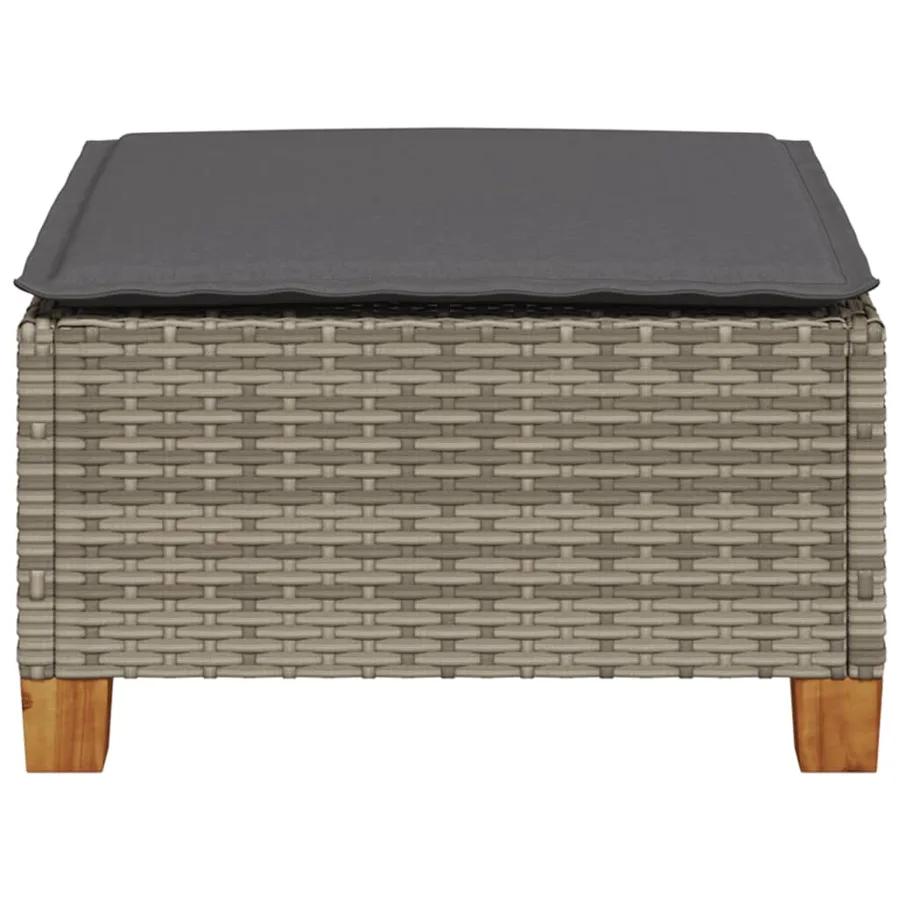 Tabouret de jardin et coussin gris 63,5x56x32 cm résine tressée - 4