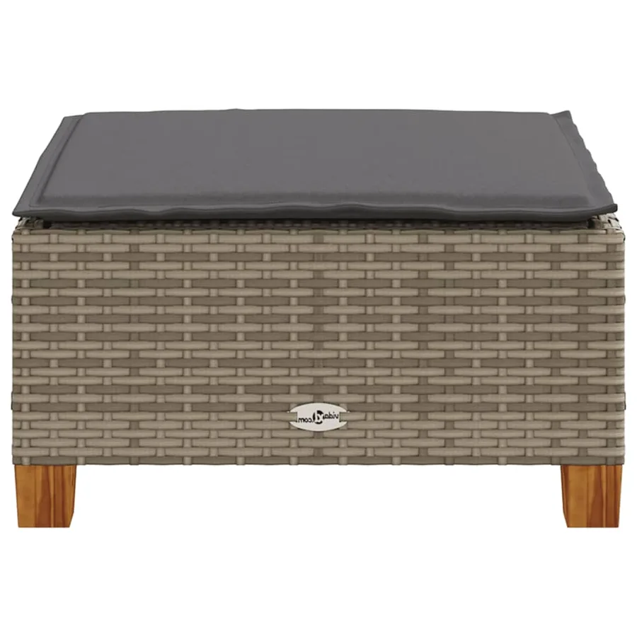 Tabouret de jardin et coussin gris 63,5x56x32 cm résine tressée - 5
