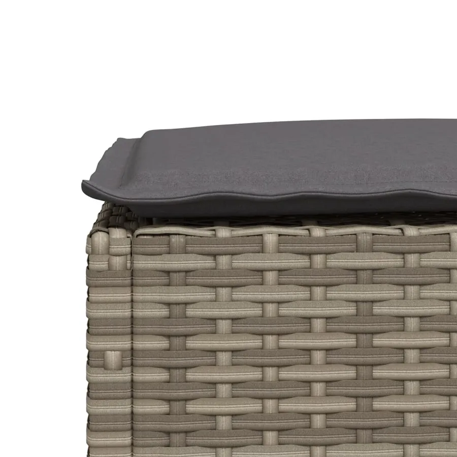 Tabouret de jardin et coussin gris 63,5x56x32 cm résine tressée - 7