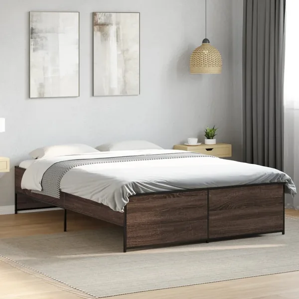 Cadre de lit sans matelas chêne marron 140x190 cm