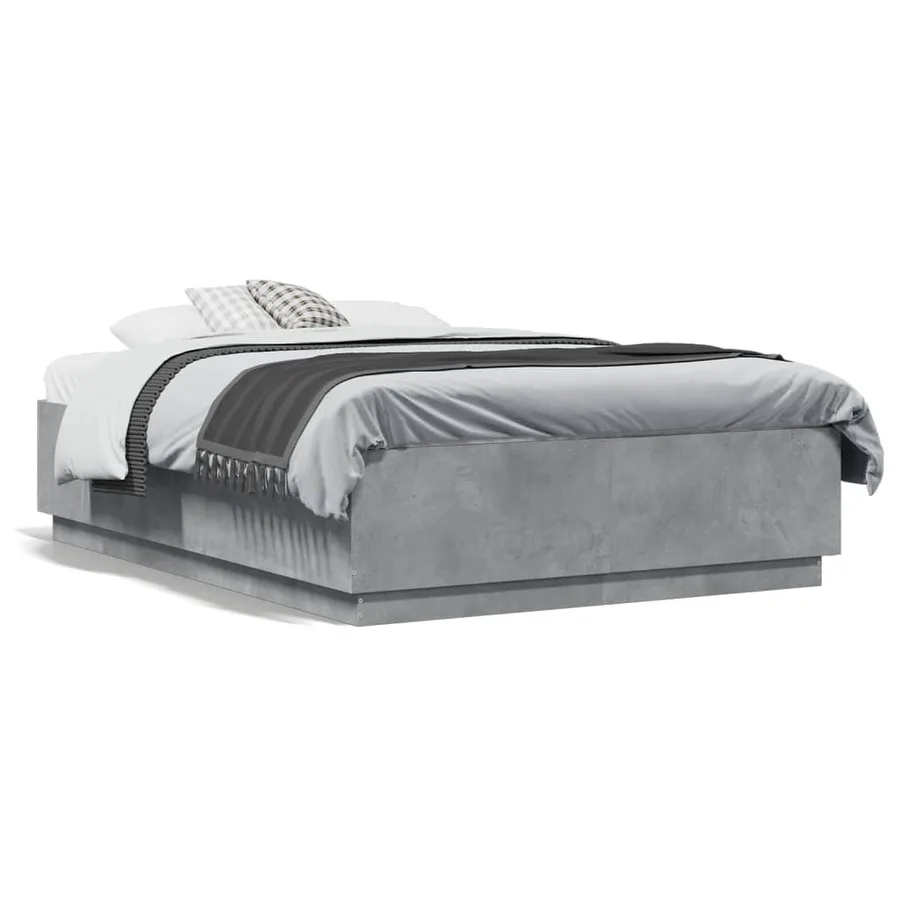 Cadre de lit sans matelas gris béton 135x190 cm - 2