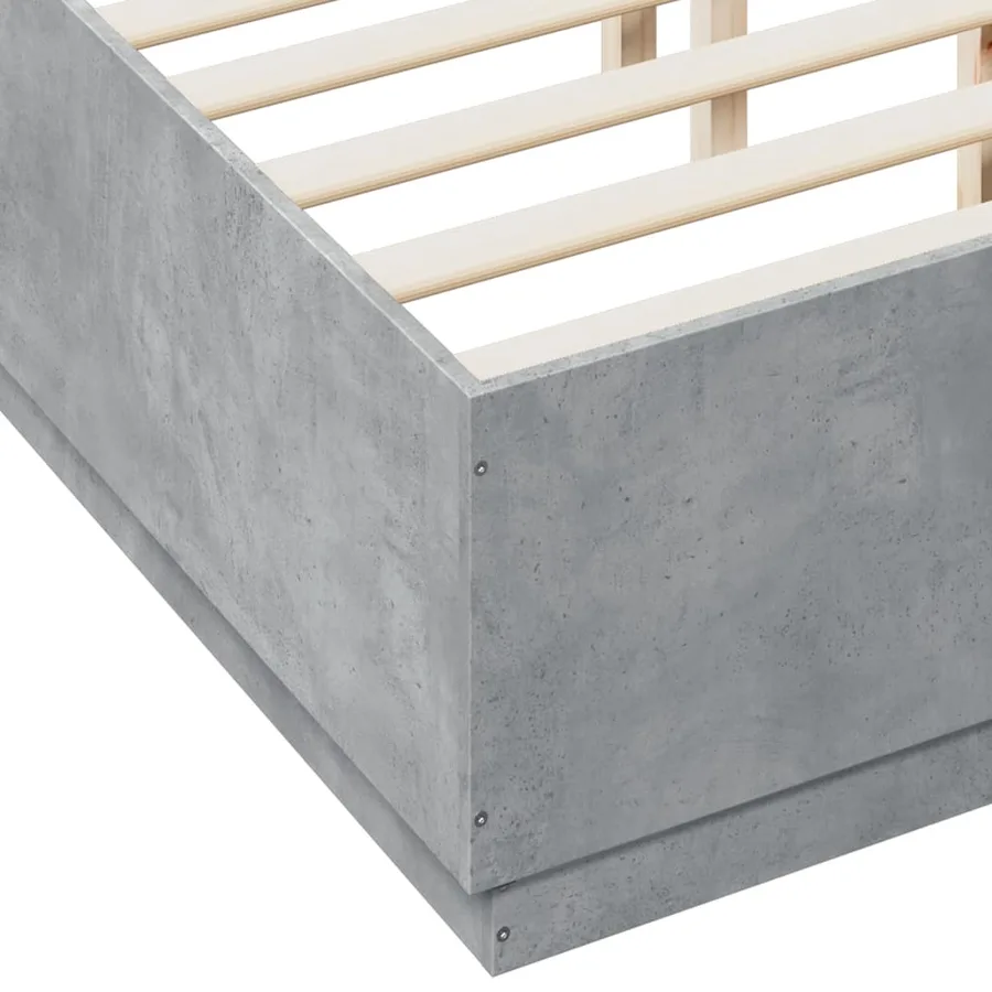 Cadre de lit sans matelas gris béton 135x190 cm - 7