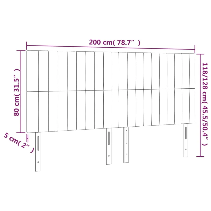 Tête de lit Gris clair 200x5x118/128 cm Velours - 8