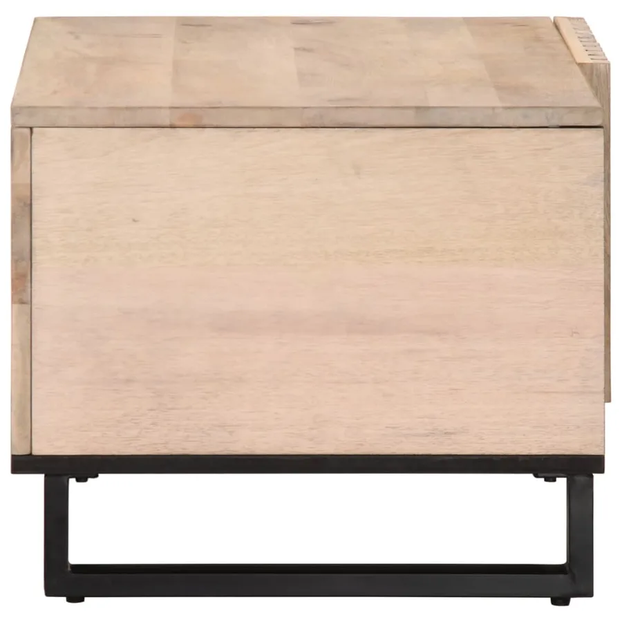 Table basse blanc 80x51x40 cm bois de manguier massif - 3