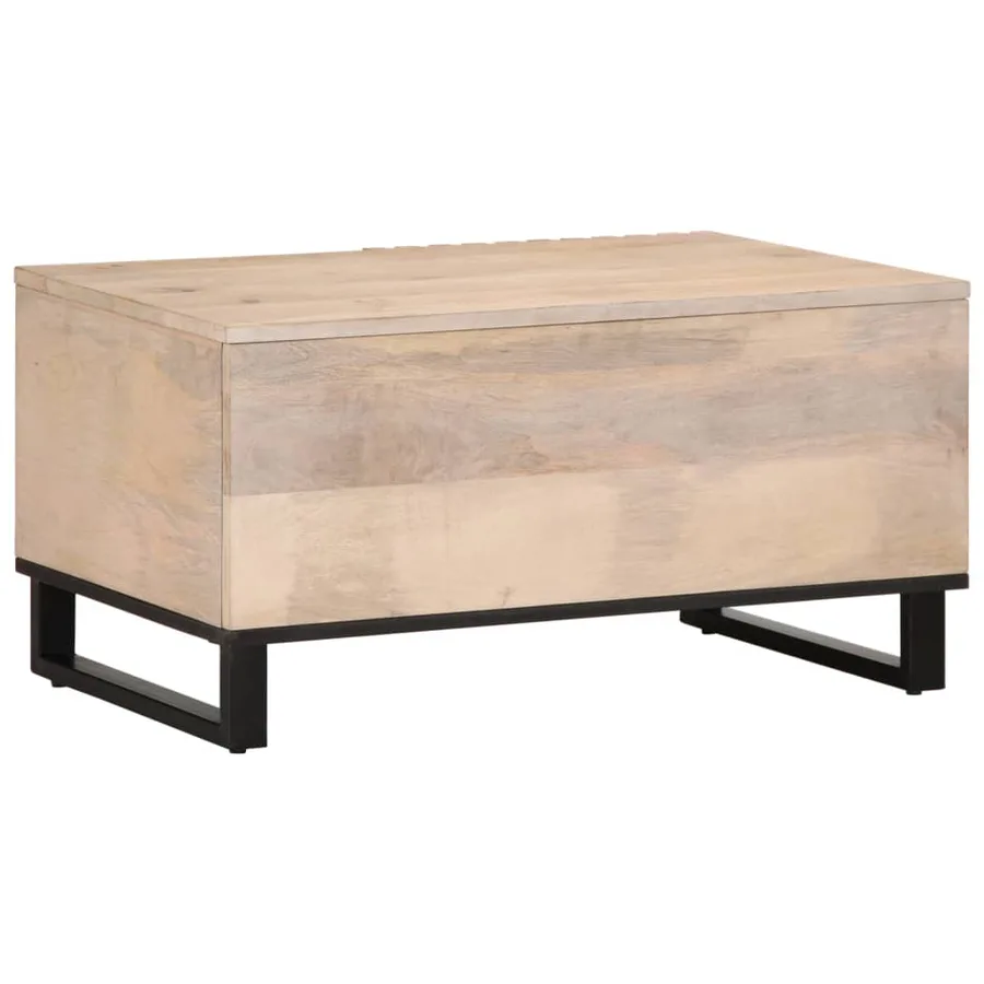 Table basse blanc 80x51x40 cm bois de manguier massif - 4