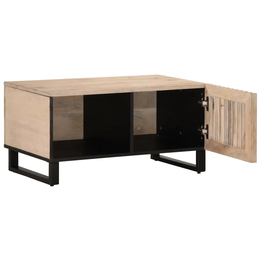 Table basse blanc 80x51x40 cm bois de manguier massif - 5