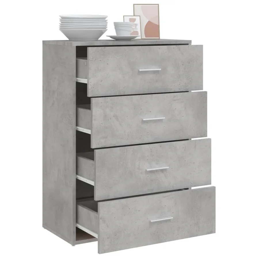 Buffet gris béton 60x31x84 cm bois d'ingénierie - 4