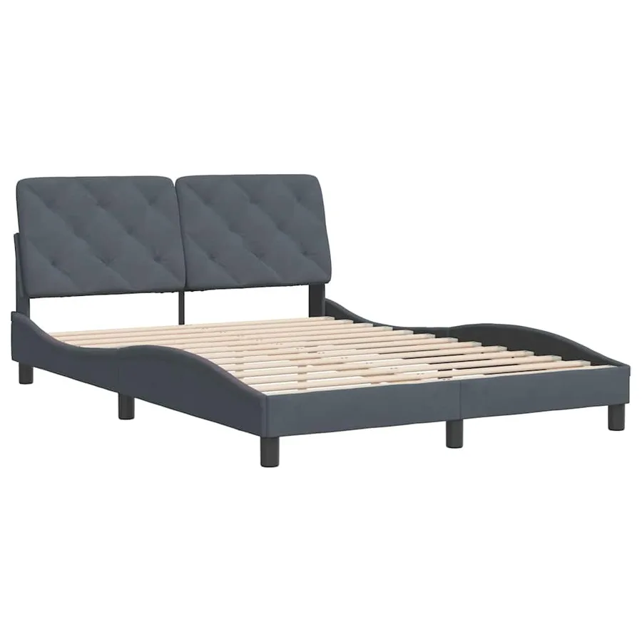 Cadre de lit sans matelas gris foncé 120x200 cm velours - 3