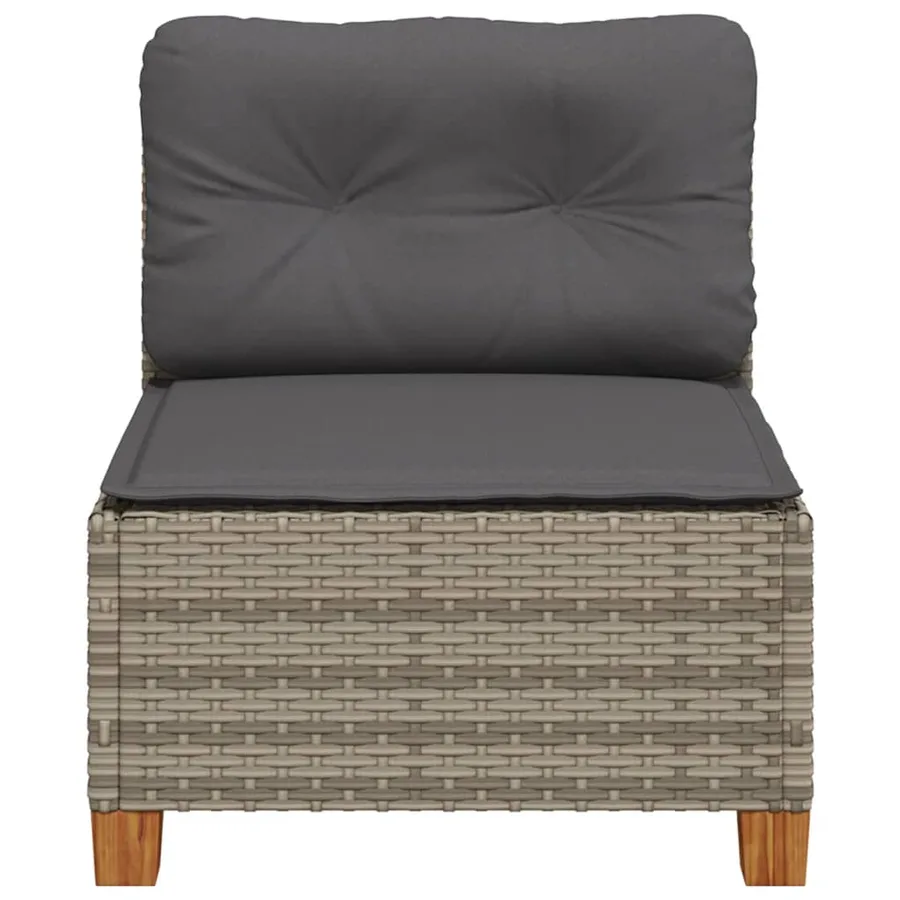Canapé de jardin sans accoudoirs coussins gris résine tressée - 4