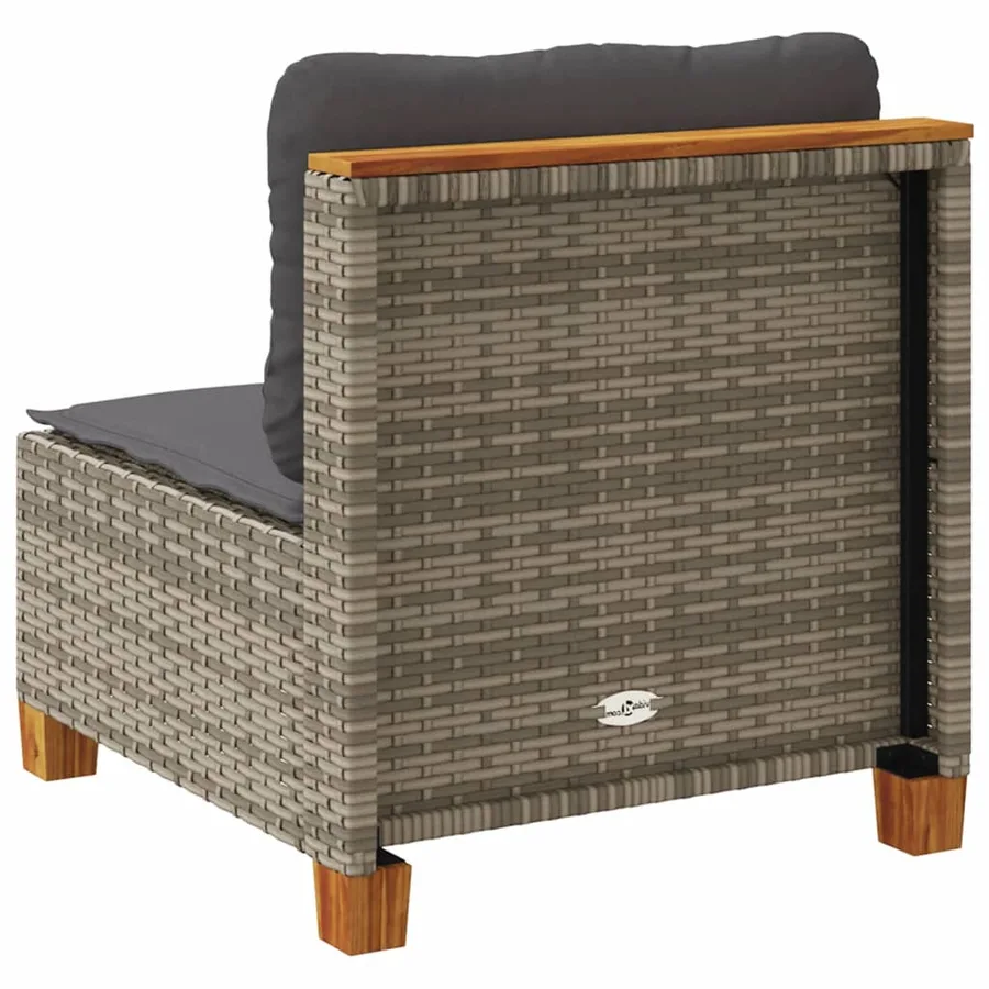 Canapé de jardin sans accoudoirs coussins gris résine tressée - 6