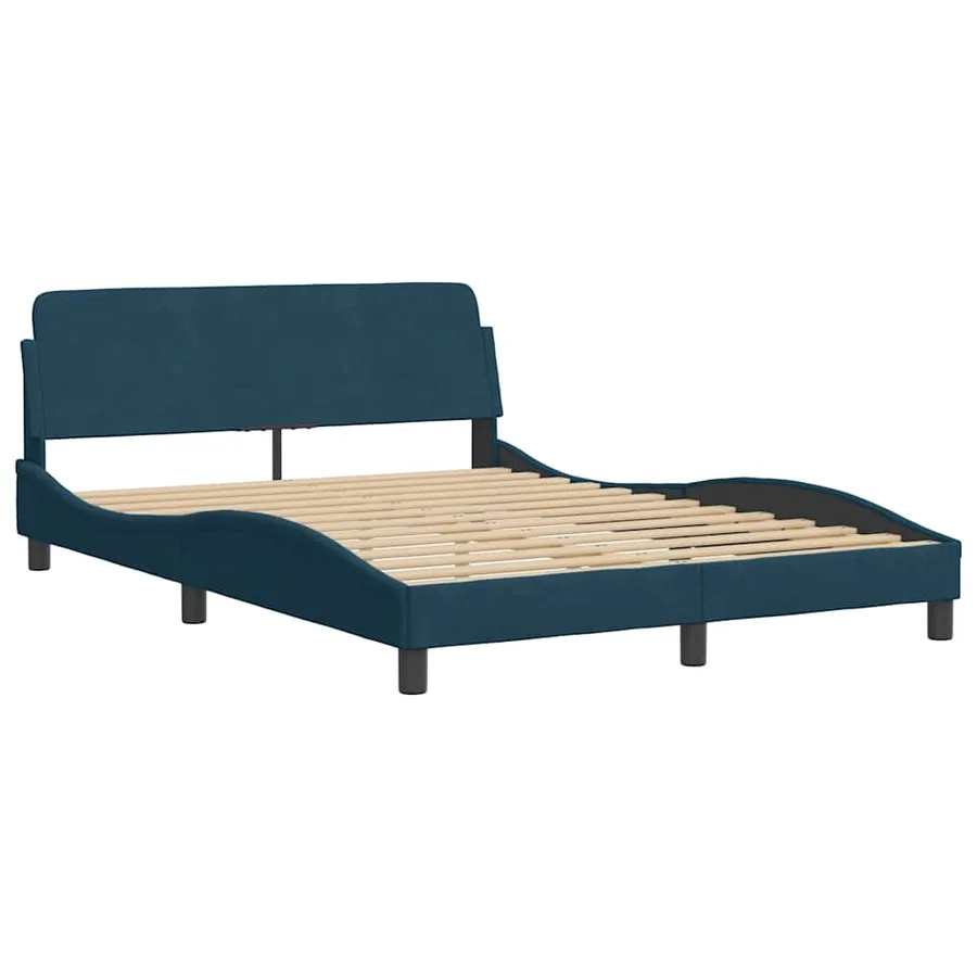 Lit avec matelas bleu 140x200 cm velours - 4