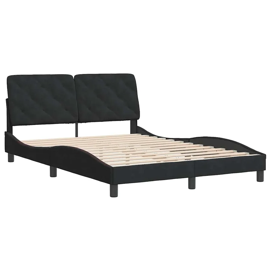 Cadre de lit sans matelas noir 140x200 cm velours - 3